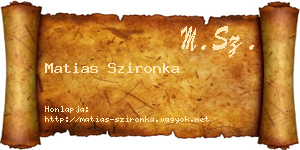 Matias Szironka névjegykártya